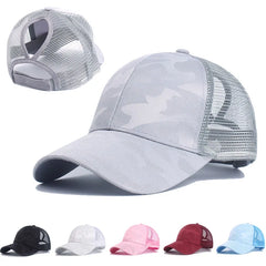Camouflage Mesh Trucker Hat for Women | Snapback Cap with Ponytail Hole alternate view
