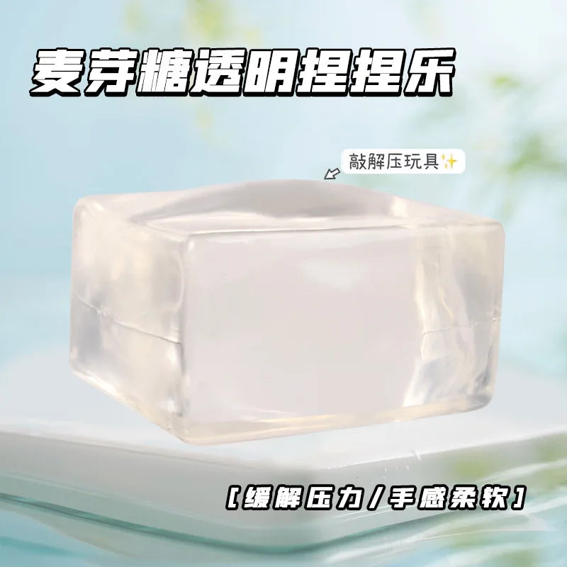 Transparent Ice Cube Squishy | Slow Rebound Sequins Maltose Stress Ball close-up view