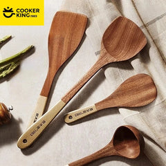 4 in 1 Cooking Tool Set | Ebony Wood Spatula and Spoon Set for Kitchen