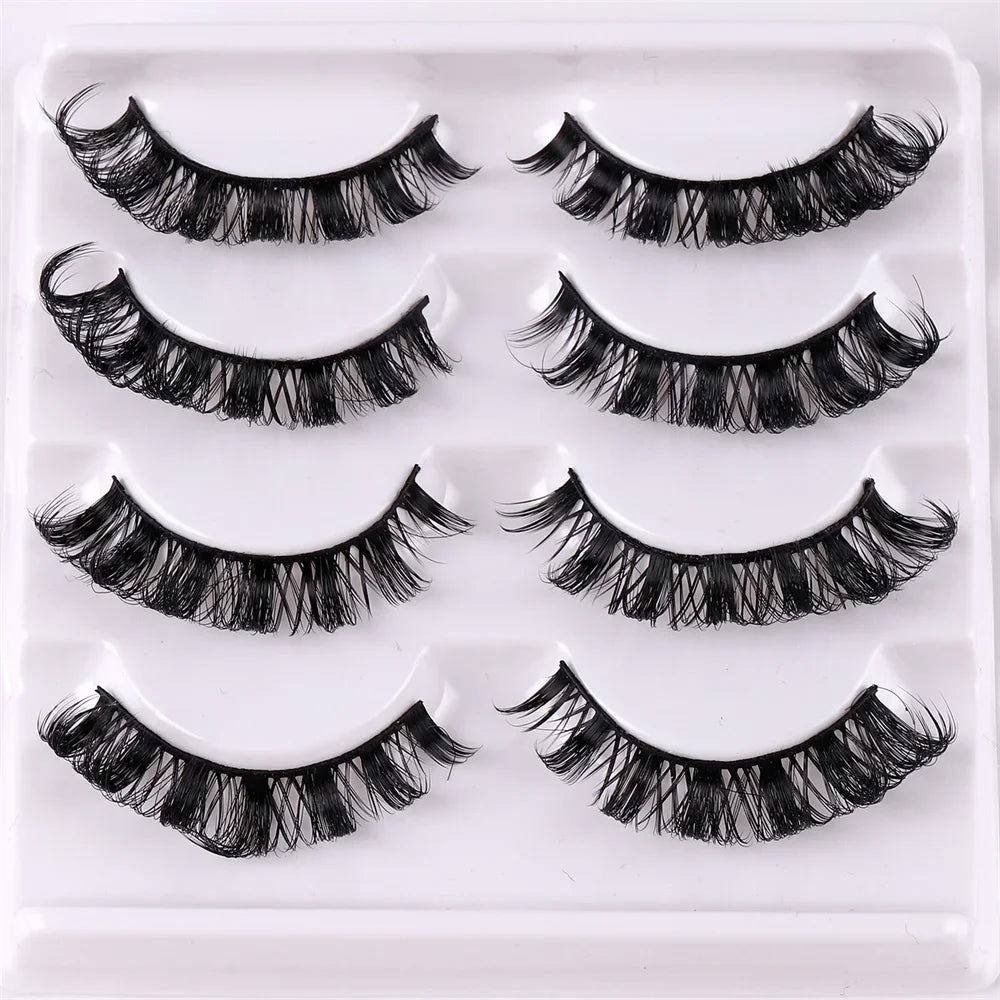 4 Pairs 3D Mink DD Curl Russian Lashes Reusable Fluffy Strip Eyelashes for Eyelashes lifestyle view
