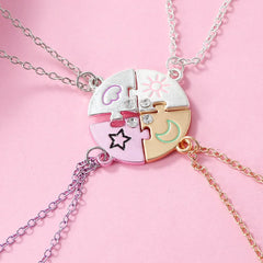 Lovecryst 3/4Pcs/set Heart-shaped Stitching Best Friend Necklace BFF Friendship Jewel alternate view
