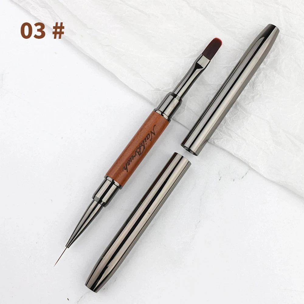 Dual-Ended Hard Nail Art Brush Builder Gel Rhinestone Handle French Tip for Manicure Des detail view