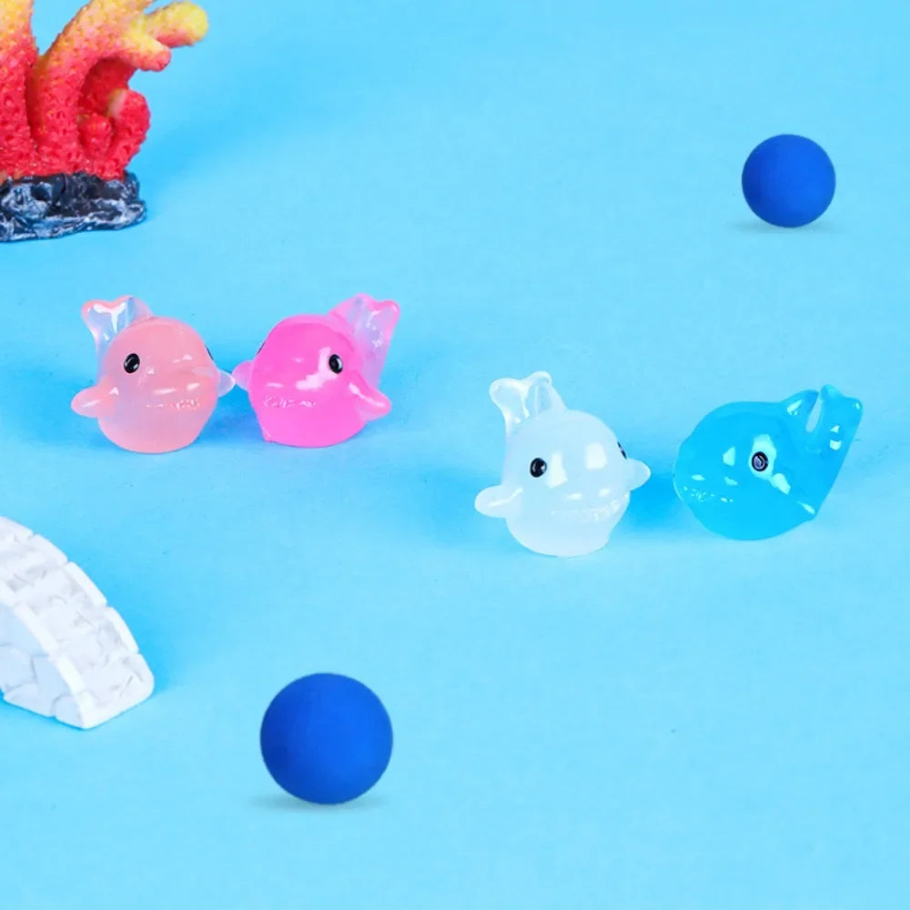10PCS Mini Luminous Micro Landscape Dolphin Child Animal Table Decoration Miniature Orna detail view