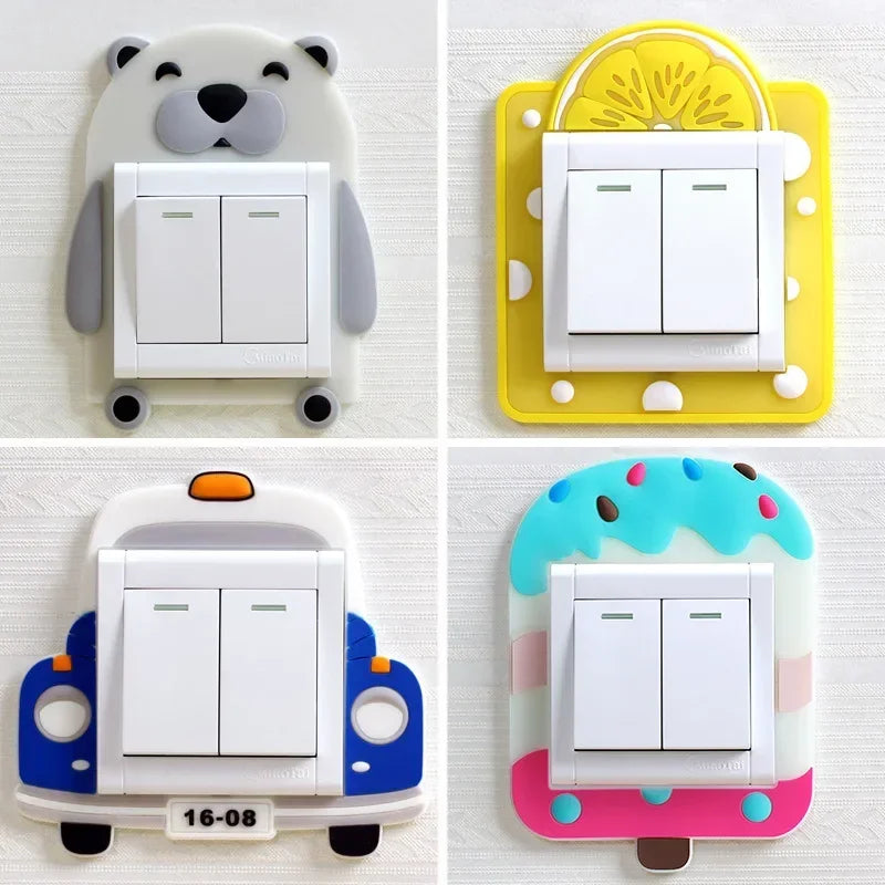 Luminous Silicone Switch Cover | Kawaii Cartoon Animal 3D Sticker for Kids Room alternate view