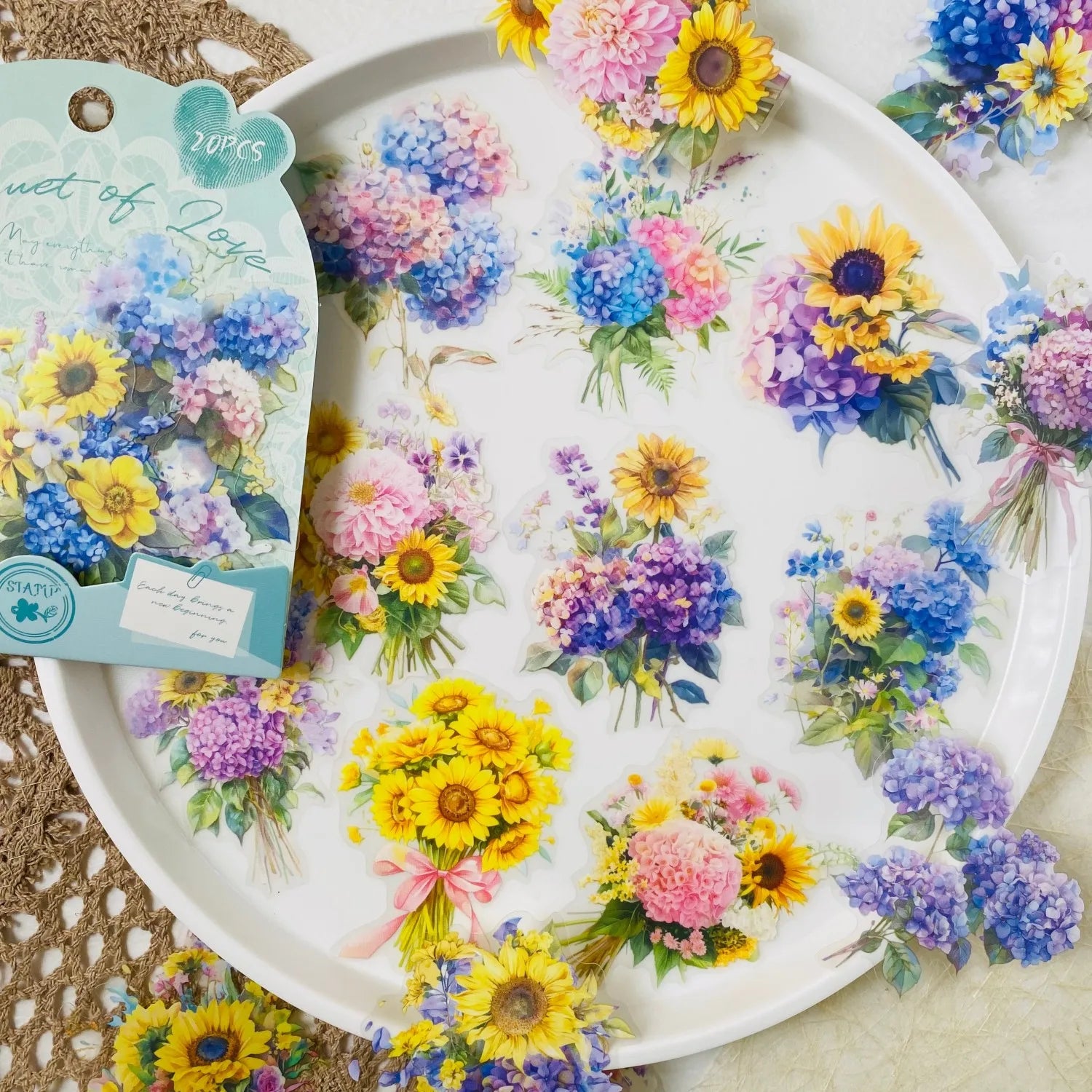 Vintage Floral PET Sticker Pack | 20 Transparent Decals for Junk Journaling additional angle