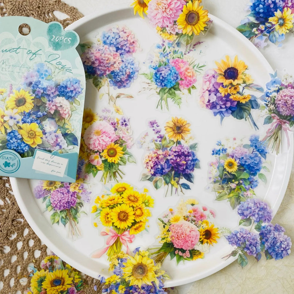 Vintage Floral PET Sticker Pack | 20 Transparent Decals for Junk Journaling additional angle