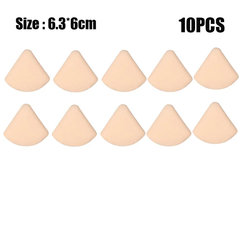 1-10pcs Round Square Triangle Shape Makeup Sponge Puff Dry Wet Dual-use Soft Cotton Ca close-up view