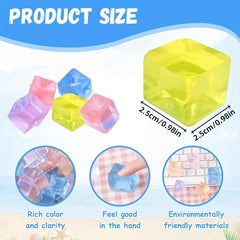 Mini Ice Cube Squishy Toys Set | 15PCS Transparent Stress Relief Squeeze Cubes alternate view