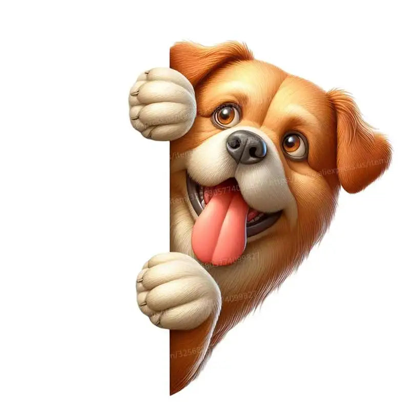 Dog Peeking Around The Corner Light Switch Wall Sticker | Cartoon Animal Decals for DIY detail view
