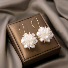 2PC Women's Fashion Trend DIY Pearl Petal Ball Earrings Outdoor Travel Carnival Banquet Party Holida