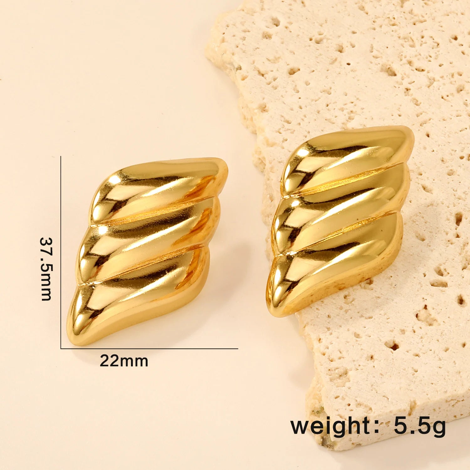 LUXUKISSKIDS Fairy Flower Earrings Stud | Gold-Plated Stainless Steel Piercing Jewelry close-up view