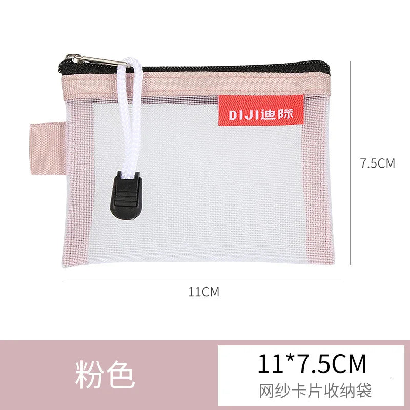 Mini Transparent Mesh Zipper Card Storage Bag | Portable Nylon Coin Purse lifestyle view
