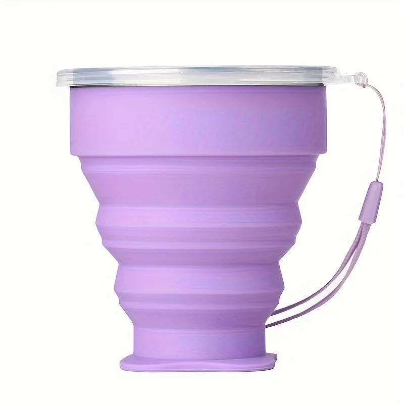 1Pack Silicone Collapsible Travel Water Cup Portable Camping Cup with Lids Food Grade lifestyle view