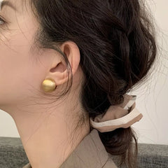 Frosted Gold-Plated Brushed Spherical Hoop Earrings | Retro Creative Women's Accessories detail view