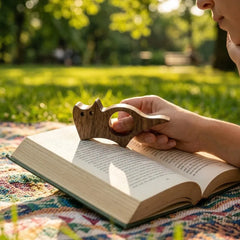 Wooden Pet Cat Dog Reading Bookmark Bookmarks Rings School Supplies Student Pages Guid close-up view