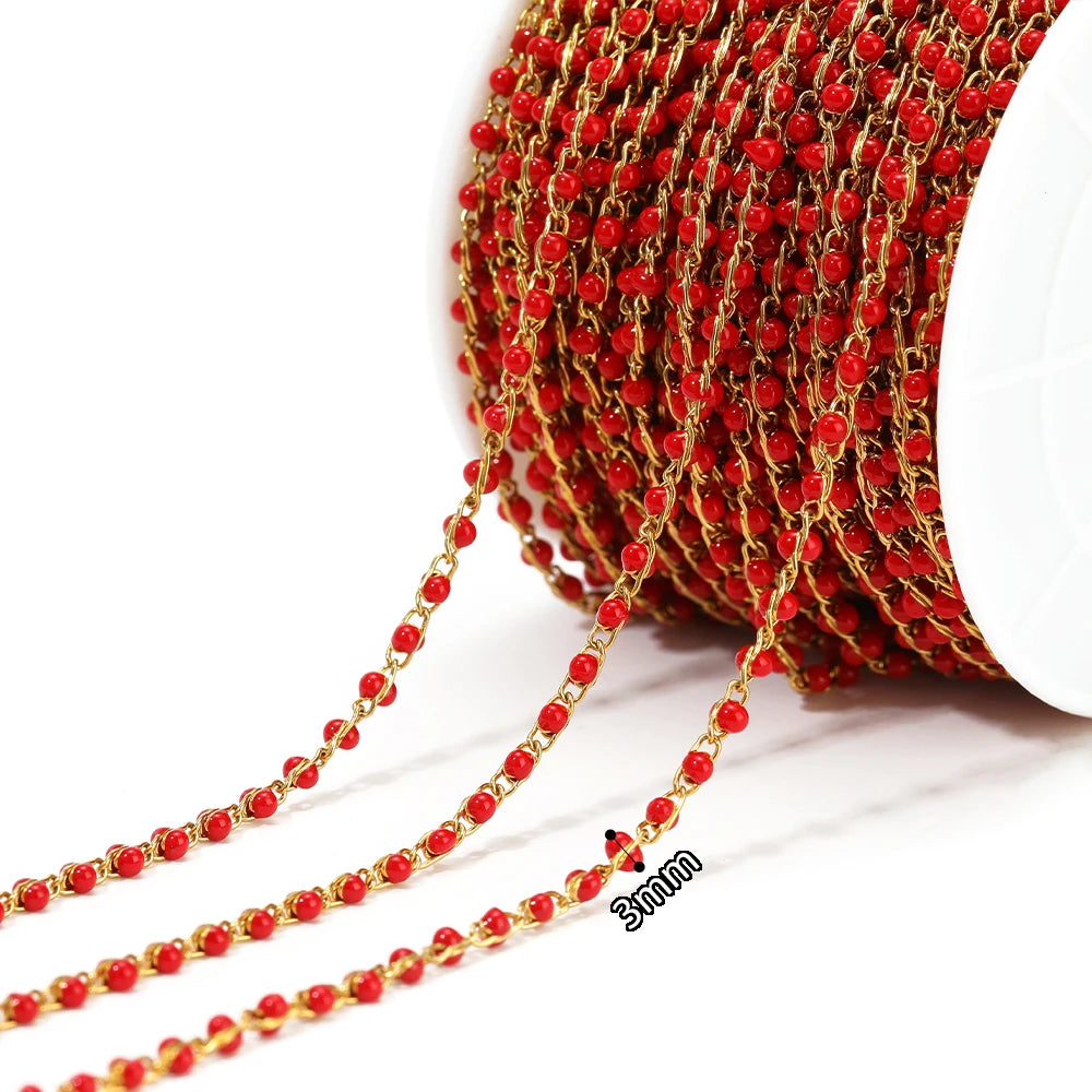 1 Meter Stainless Steel Enamel Beads Chain | DIY Jewelry Making Supplies lifestyle view