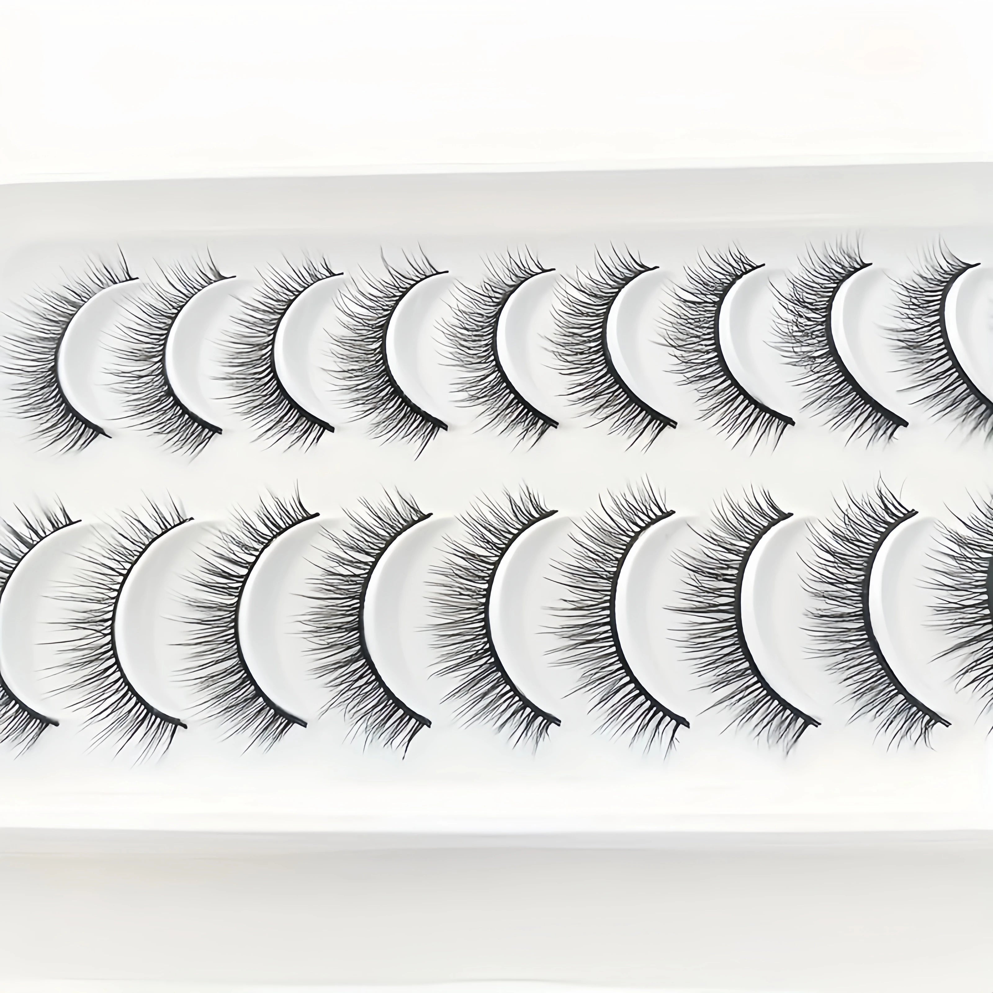 Natural Lashes 10 Pairs Extensions Strip Lashes Natural Look Slender Elongation Eyelashes 6-10mm Cat Eye False Eyelashes