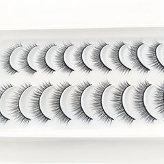 Natural Lashes 10 Pairs Extensions Strip Lashes Natural Look Slender Elongation Eyelashes 6-10mm Cat Eye False Eyelashes