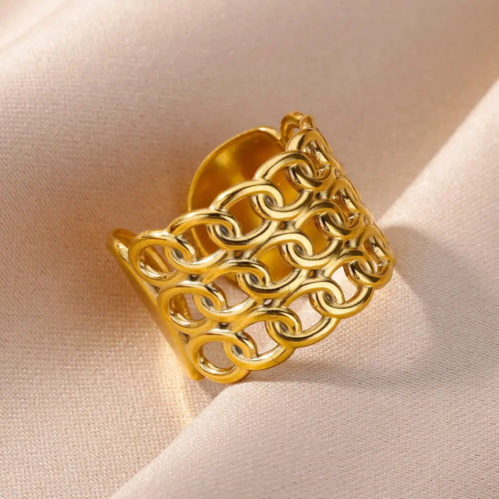 316L Stainless Steel Rings for Women Gold Color Never Fade Luxury Classic rings weddi alternate view