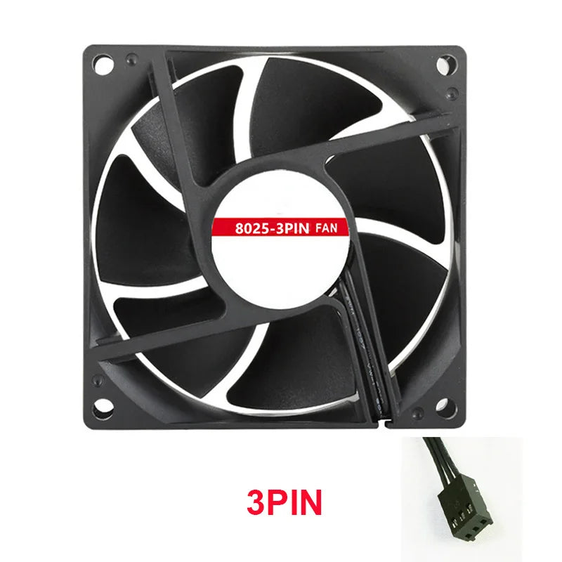 3Pin 8cm Cooling Fan for PC Computer Case DC 12V Molex 4PIN 3Pin Mute 8025 With 80*80*25 detail view