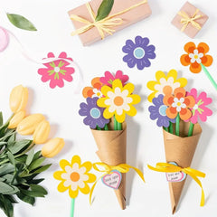DIY Sunflower Bouquet Kit | 24pcs Paper Flowers with Cards and Ribbon alternate view