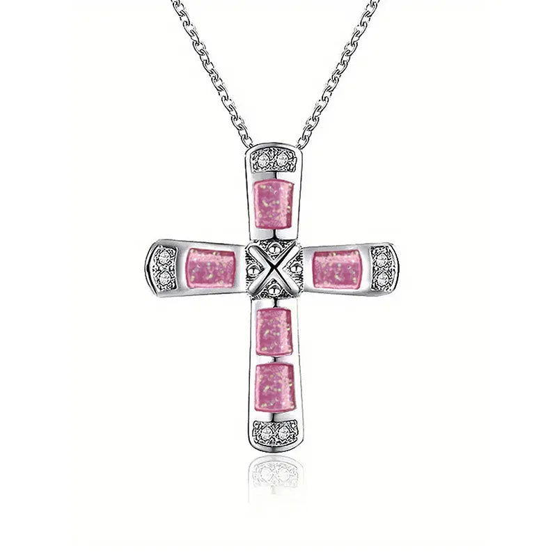 Huitan Modern Cross Pendant Necklace for Women Fashion Stylish Gorgeous Neck Accessor lifestyle view