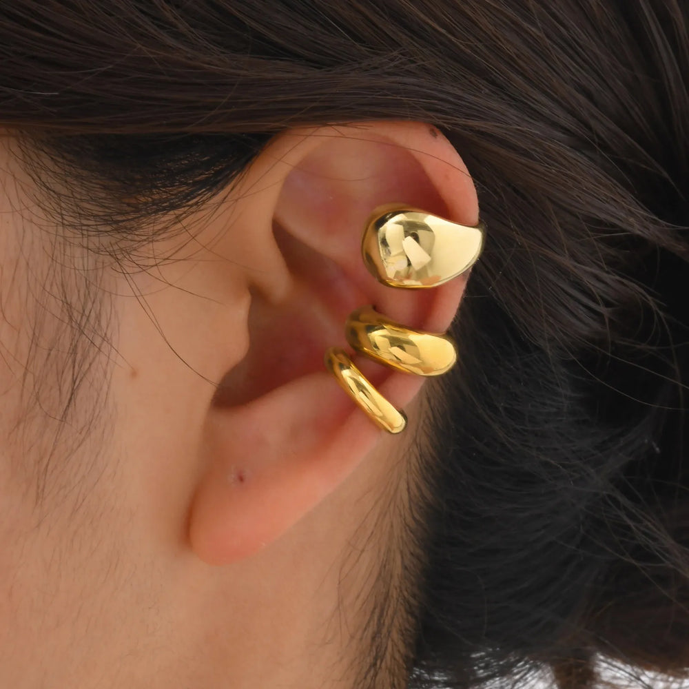 Unique Fake Piercing C-shaped Ear Bone Clip for Women Girl,Water Drop Cartilage Ear Cl close-up view