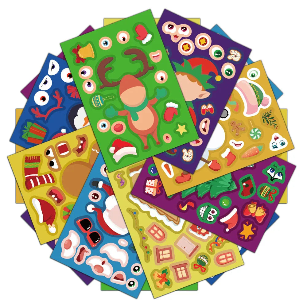 8PCS Christmas Face Changing Series Stickers Account Materials Skateboarding Notebook Go detail view