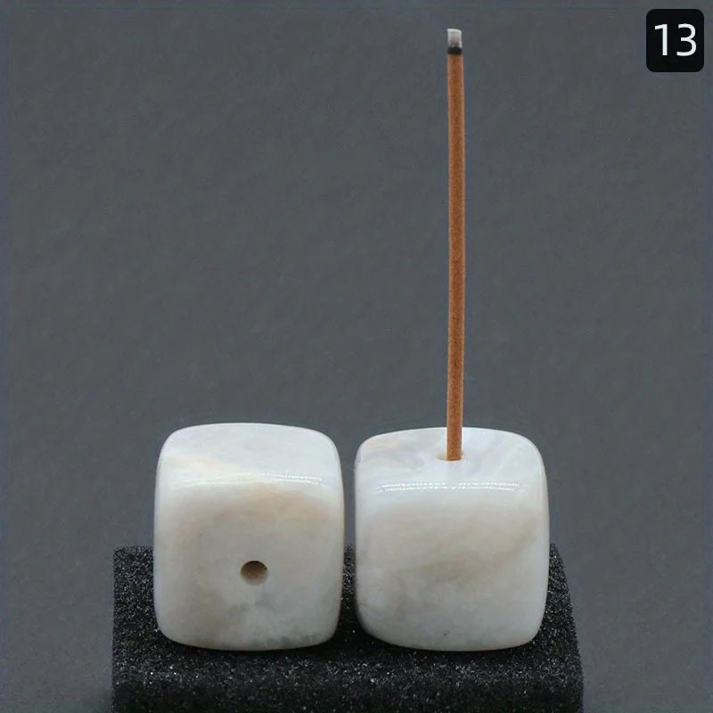 Natural Agate Stone Incense Holder | Square Wire Stick Incense Burner with Unique P additional angle