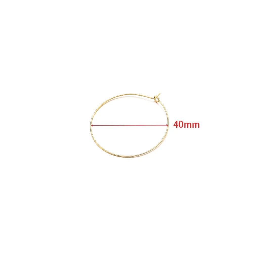 20pcs Stainless Steel Big Circle Hoop Earrings Wires | 18K Gold Plated or Steel Color, 2 detail view