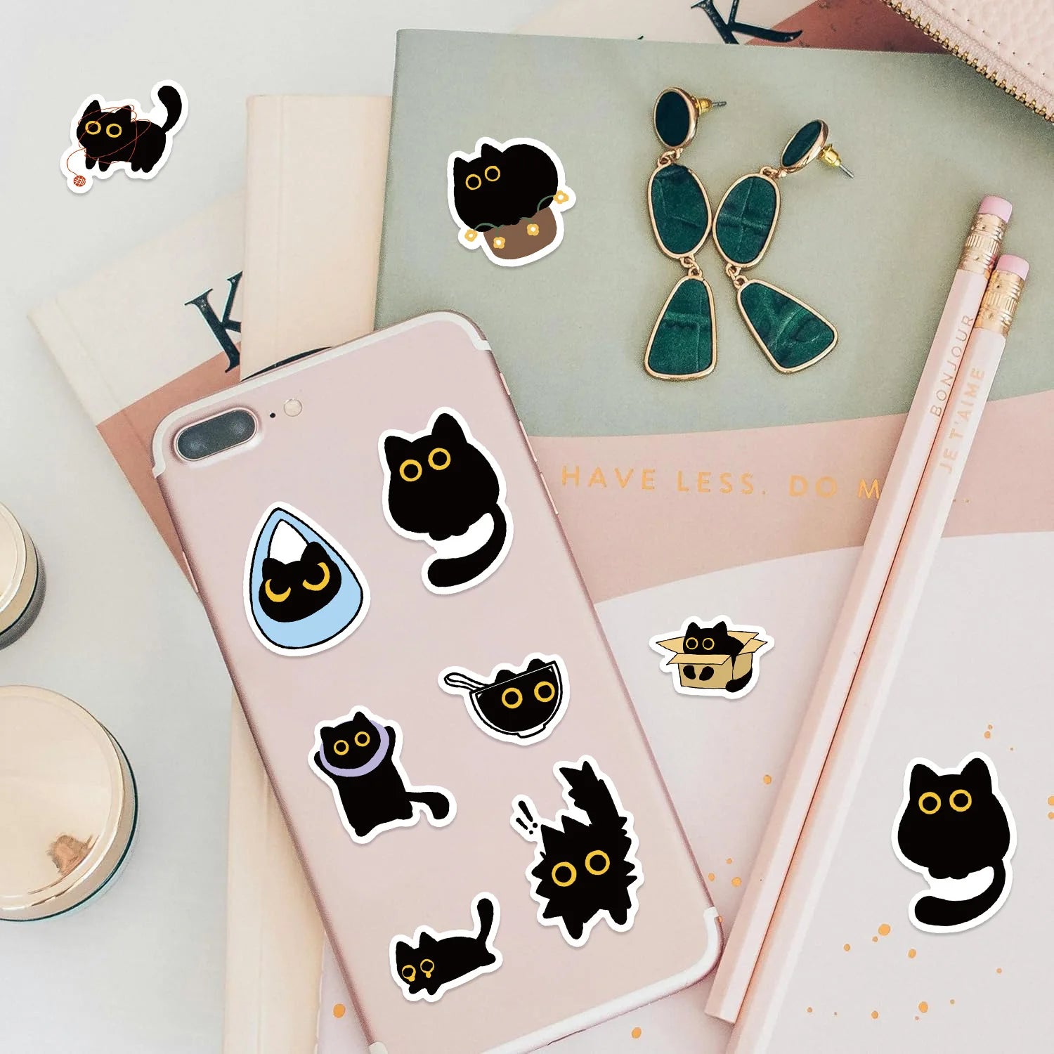 100-500Pcs Cartoon Cat Sticker Roll Set | DIY Decorative Stickers for Party, Phone, G lifestyle view