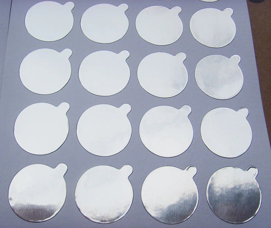 Universal Metallic Silver Aluminum Foil Seal Stickers | Tamper-Proof Bottle Seals alternate view