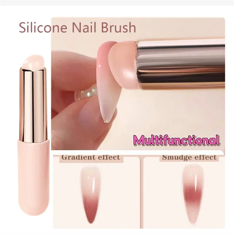 Nail Art Silicone Brush Reusable Mirror Powder Pigment Applying Manicure Tool Gradient Effect Nail A