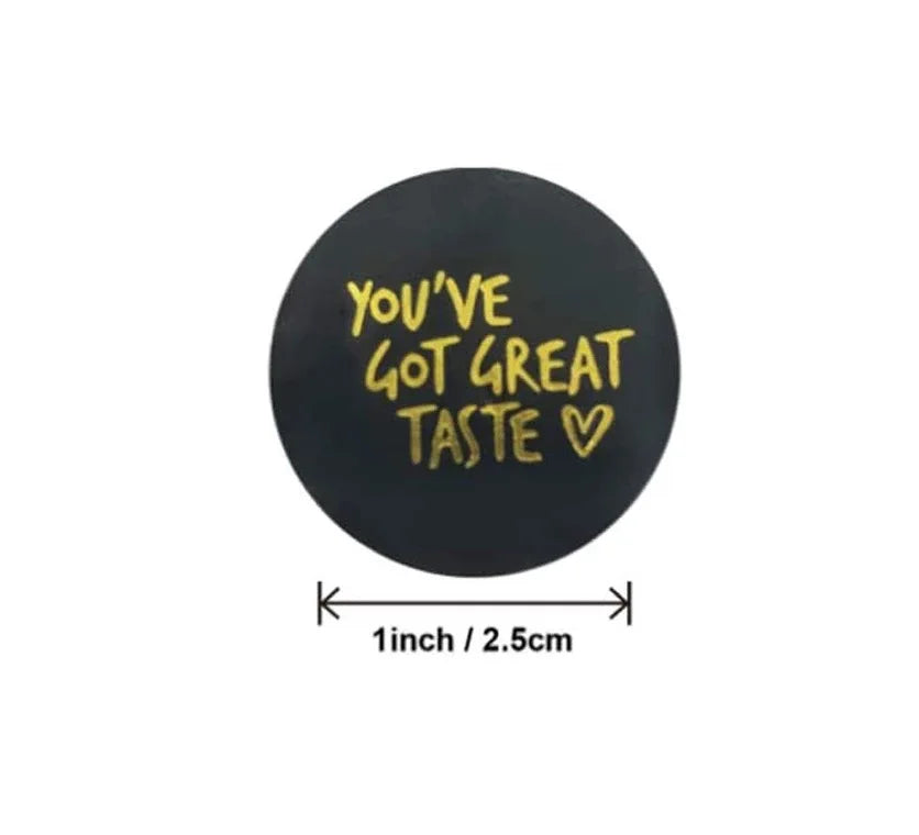 500pcs Pink Black You've Got Great Taste Stickers Gold Foil Business Thank You Sticke alternate view