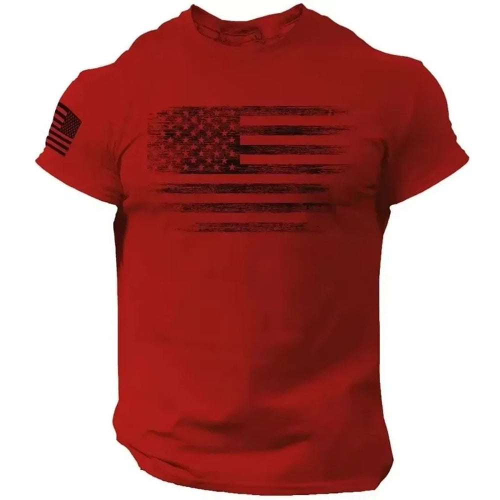 Retro American Flag T-Shirt | Casual Short Sleeve Pullover for Men additional angle