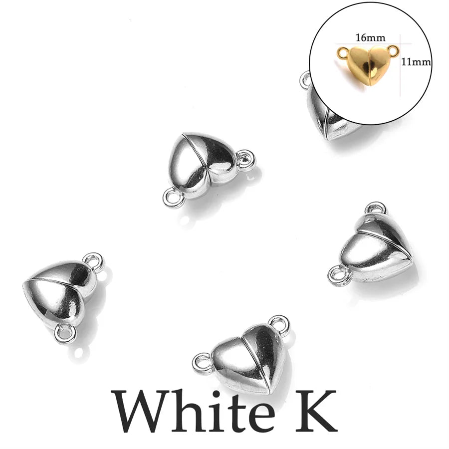 Heart Round Magnetic Clasps Set | DIY Jewelry Connector Charms close-up view