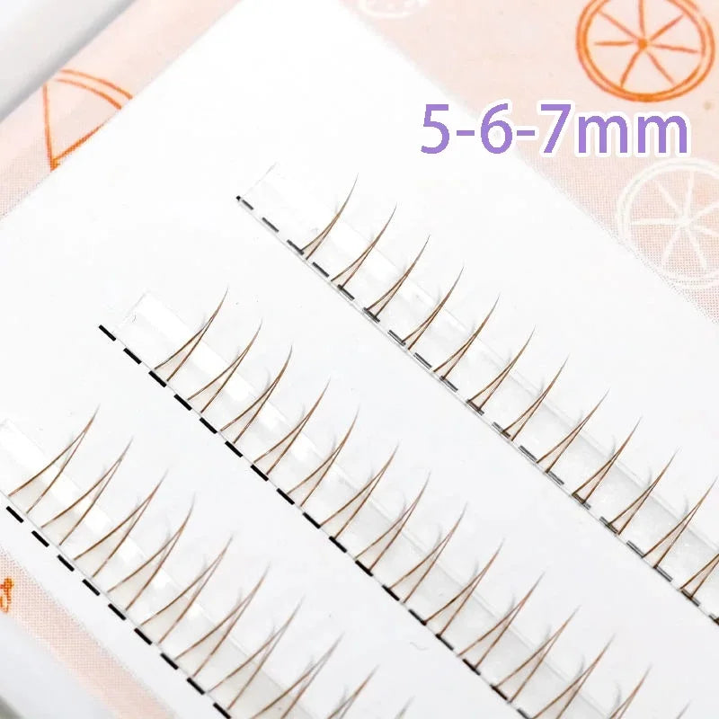 Brown Lashes A Type False Eyelashes 8-12mm | Natural Fairy Lash Clusters for Korean M alternate view
