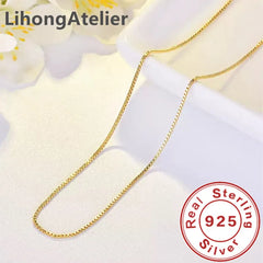 New 925 Sterling Silver Necklace 1mm Box Venetian Necklace Gold Plating Suitable For Women And Men J