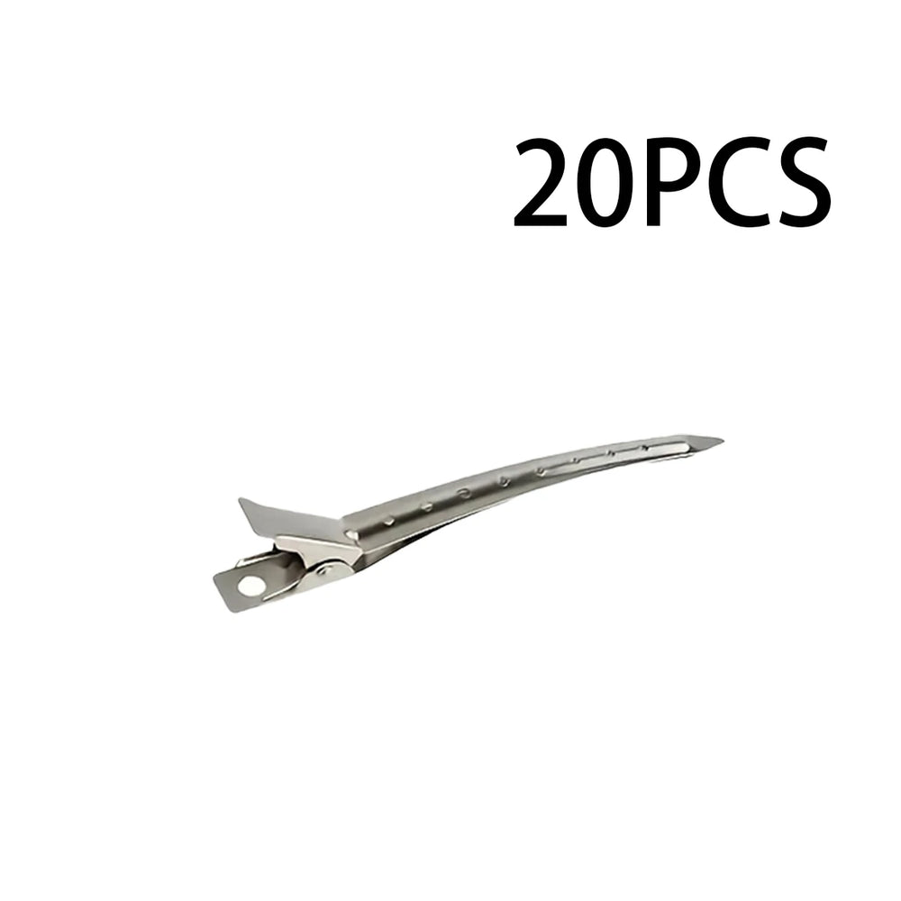 Hair Salon Hair Clips Metal Duckbill Crocodile Curling Hair Styling Clips Barber Shop close-up view