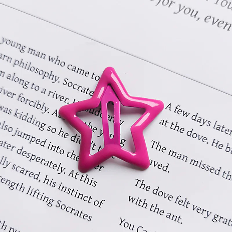 10pcs Colorful Star BB Hair Clips Girls Y2K Cute Star Barrettes Women Simple Metal Sn lifestyle view