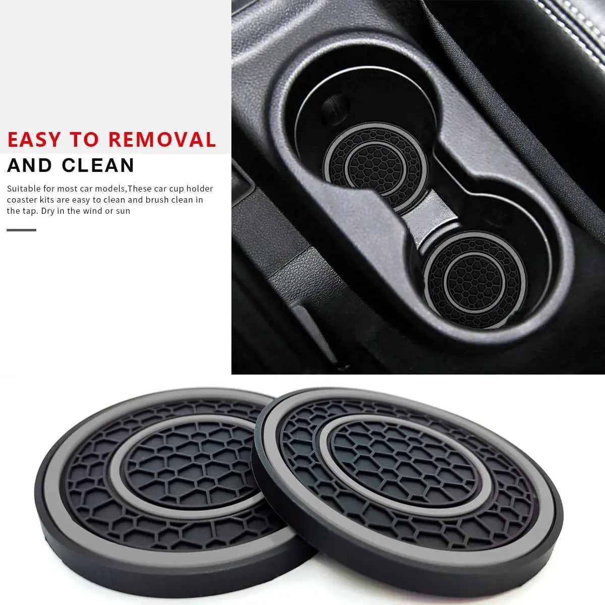 New 2-piece Anti Slip Mat Car Coaster Durable Car Cup Holder Coaster Universal Dust-proof Protection for Car Interior