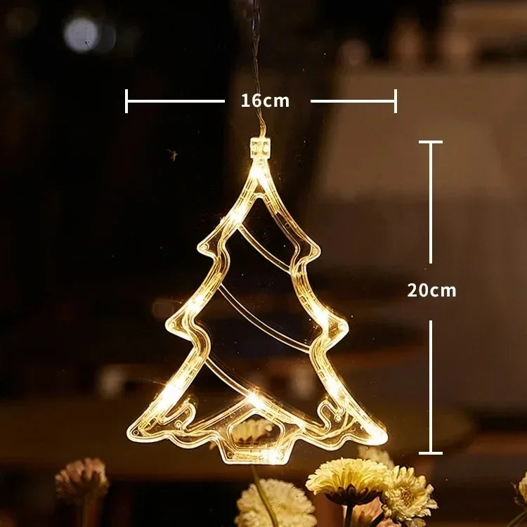Christmas Window Decor LED Lights | Snowflake Tree Star Deer Sucker Lights for Xmas alternate view