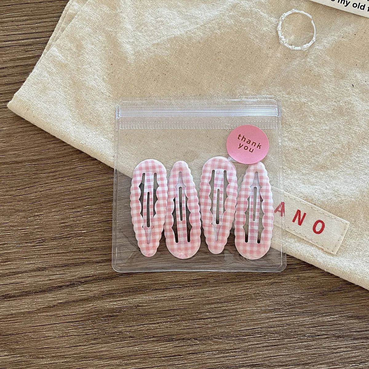 4pcs Academia Hair Clips for Children Cute Polka Dot & Plaid BB Clips Y2K School Girl Side Hair Pins Water-drop Wavy Shape Set
