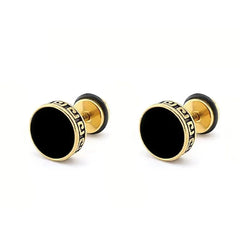 2pcs 316L Stainless Steel Vintage Flat Back Stud Earrings | Unisex Screw Back Cartilag close-up view