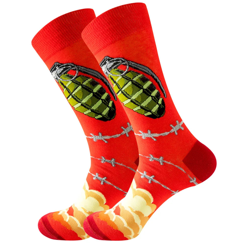 New Happy Mens Socks Women Novelty Cartoon Sock Combed Cotton Funny Men's Big Size Cr lifestyle view