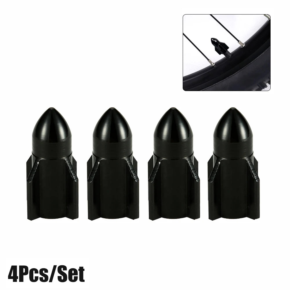4Pcs/Set Aluminum Rocket Tire Valve Caps for Car Motorcycle Bike Alloy Tyre Valve Cov alternate view