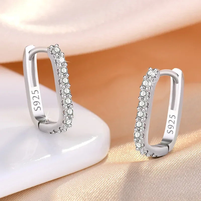 Original designer 925 Sterling Silver Elegant Crystal Jewelry Fashion Zircon Circle Ho close-up view