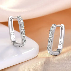 Original designer 925 Sterling Silver Elegant Crystal Jewelry Fashion Zircon Circle Ho close-up view