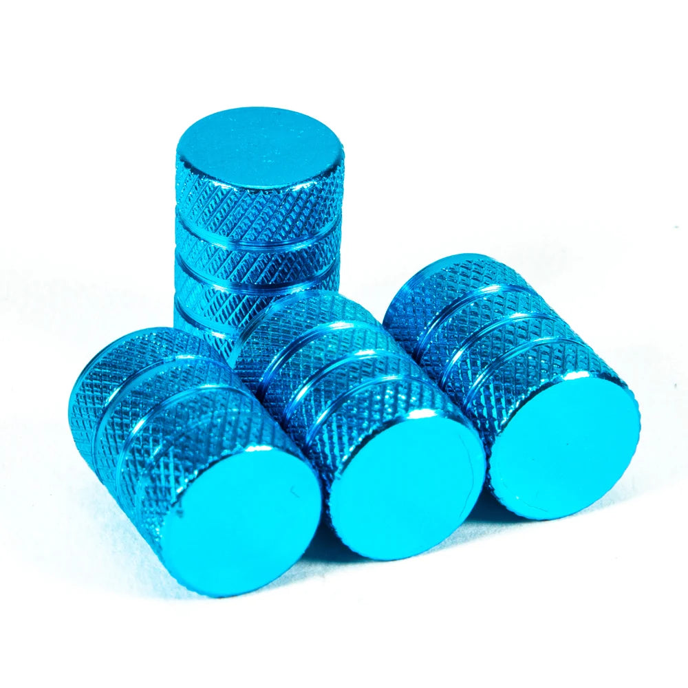 DSYCAR 4Pcs Silver Car Tire Valve Stems Cap Knurling Style Tire Valve Cap Aluminum additional angle