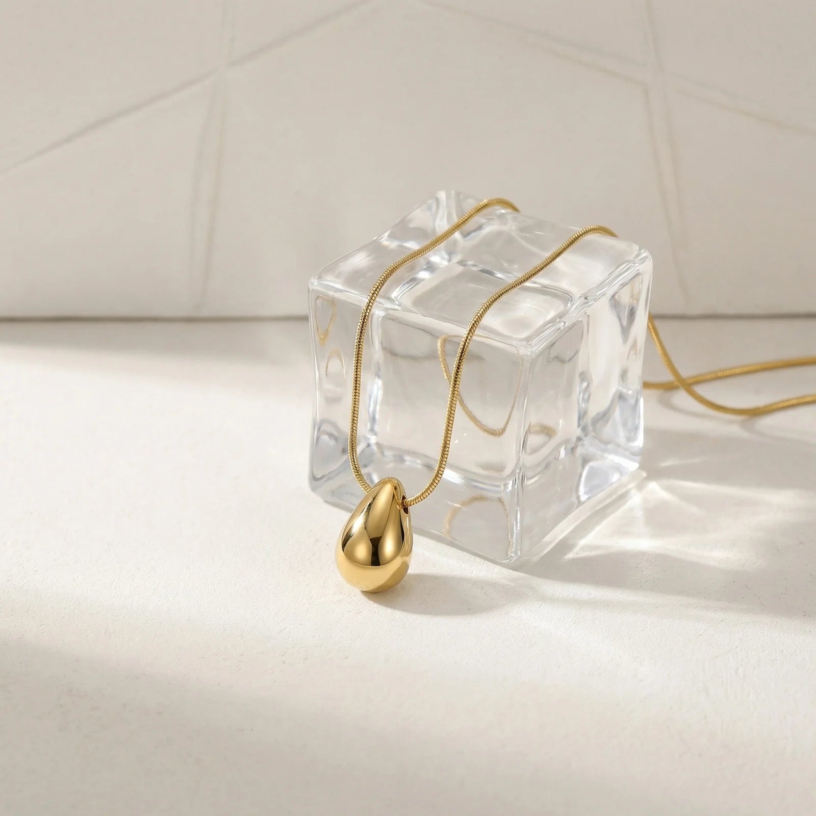 Fashion Waterdrop Pendant Necklace | Stainless Steel Snake Chain Jewelry Gift alternate view